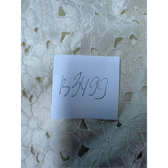 Anthropologie Eyelet Halter Silk Ivory Dress Black Trim  Sz 6 See Description - Picture 7 of 8